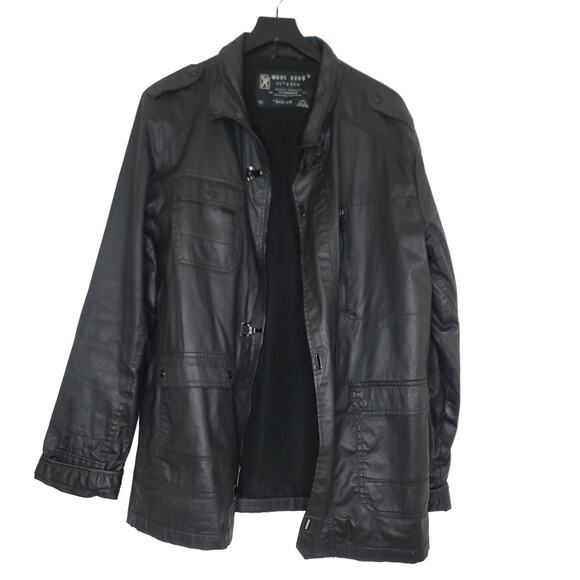 Marc Ecko Cut & Sew Mens Faux Leather Jacket‎ Medium Black Pockets Casual - Picture 6 of 10